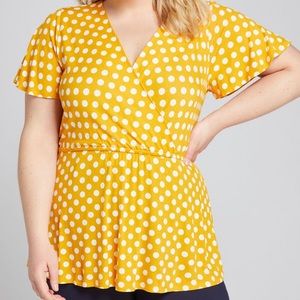 Crossover Polka Dot Blouse